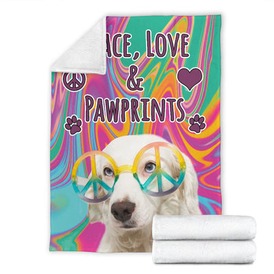 Peace Love and Pawprints Golden Lab Premium Blanket