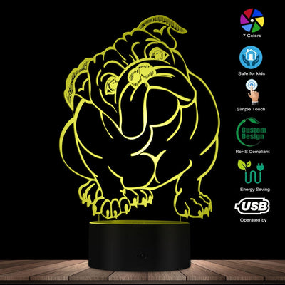 Custom English Bulldog 3D LED Night Light