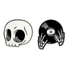 Skeleton and DJ Spinning Hands Pin