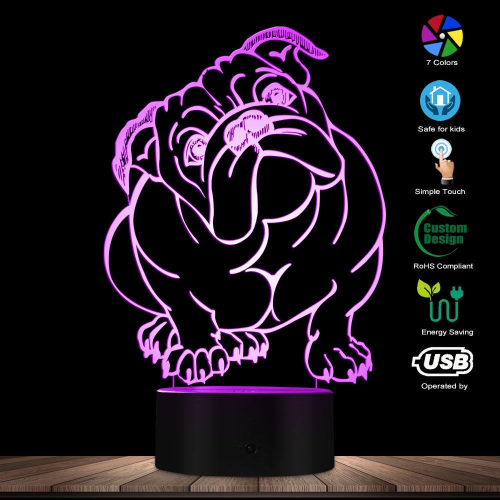 Custom English Bulldog 3D LED Night Light